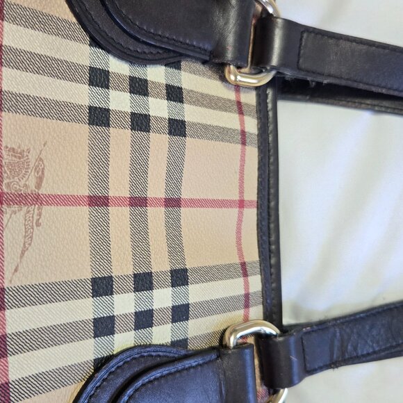 BURBERRY Nova Check Coated Canvas Top Zip Tote Vintage - Picture 4 of 11